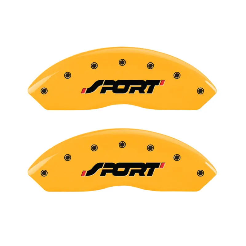 Mgp Engraved Sport Caliper Covers – Front & Rear, Yellow Finish With Black Chrome Trim 1