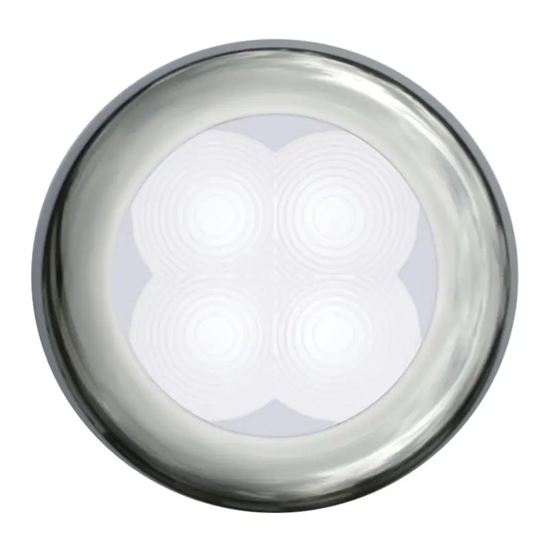 Hella Round White Courtesy Lamp – Stainless Steel Rim, Md24 Series (2-Pack) 1
