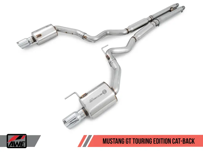 Awe Tuning Touring Cat-Back Exhaust For S550 Mustang Gt – Diamond Black Tips 1