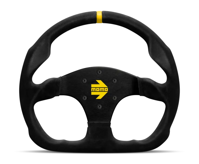 Momo Mod30 320Mm Steering Wheel – Black Suede Rim, Black Spokes, Single Stripe Accent 1