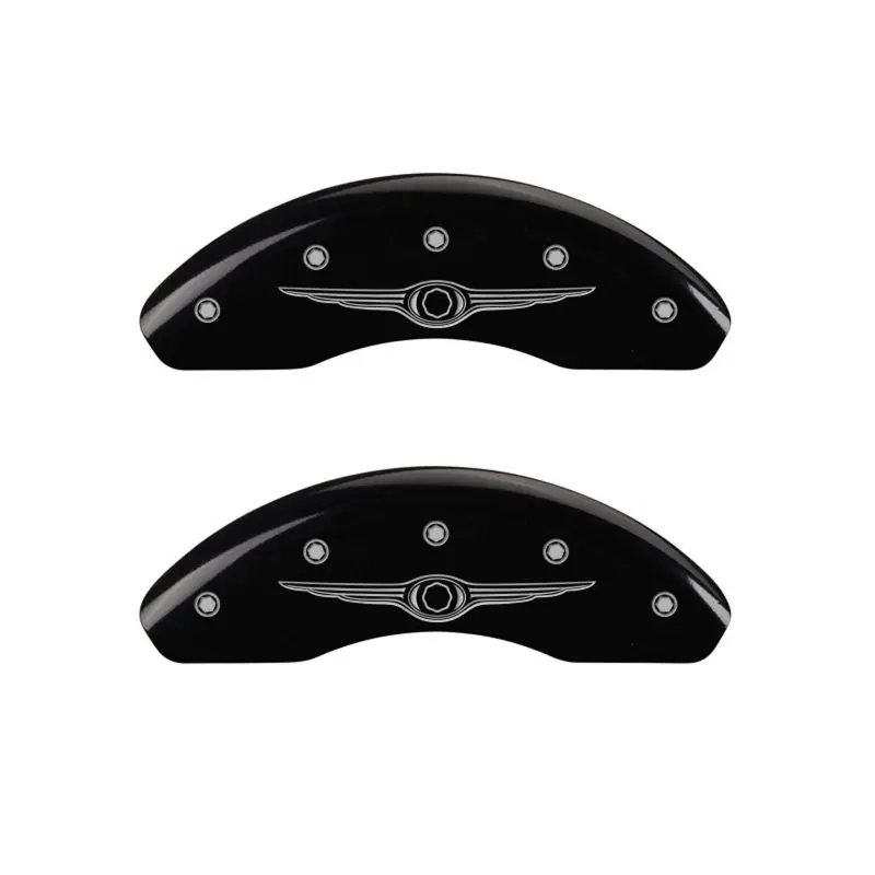Mgp Engraved Brake Caliper Covers For Chrysler Wing Models – Front And Rear Set In Black With Silver Accents 1