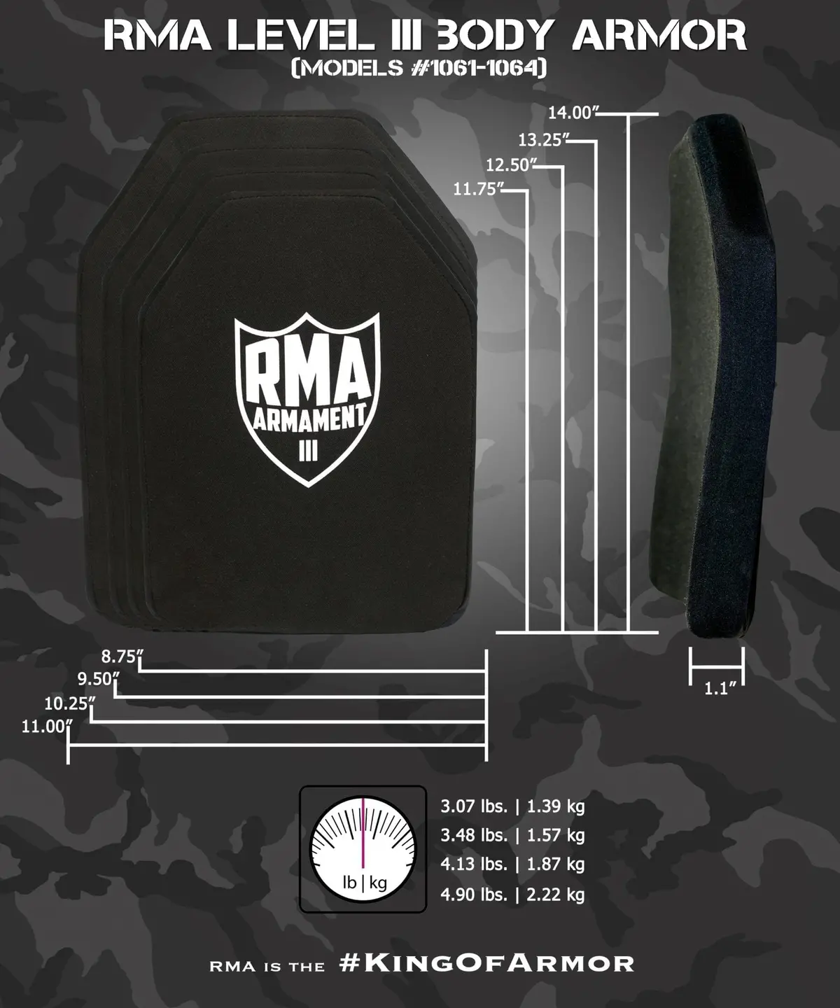 Rma Defense Level Iii Multi-Curve Nij .06 Certified Hard Armor Plate 1