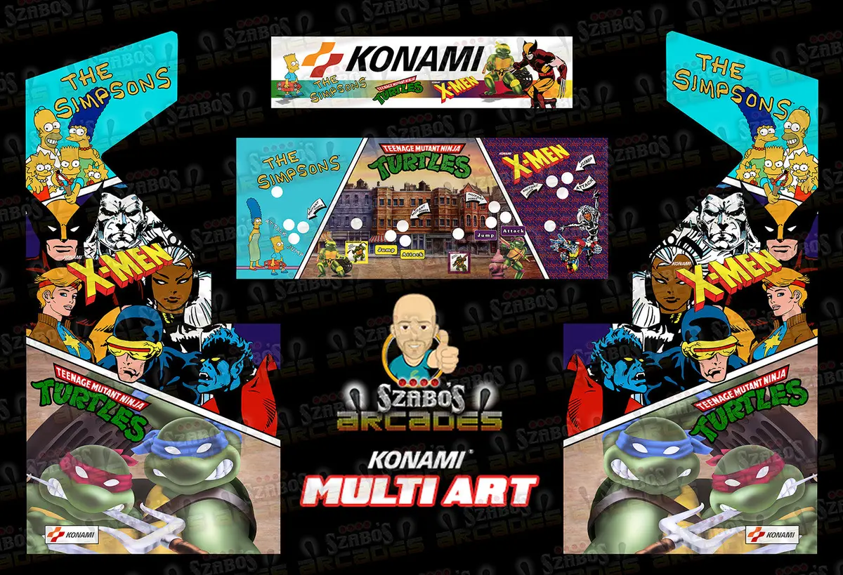Custom Konami Multi Art Simpsons, X-Men & Tmnt- Full Art Set 1