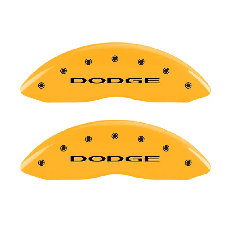 Mgp Engraved 4-Piston Caliper Covers – Yellow Finish With Black Char, Front & Rear For 2006 Dodge Durango 1