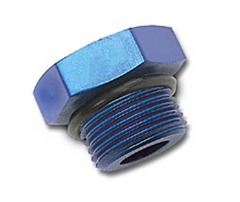 Russell Performance -6 An Straight-Thread Plug – Blue Anodized Aluminum 1