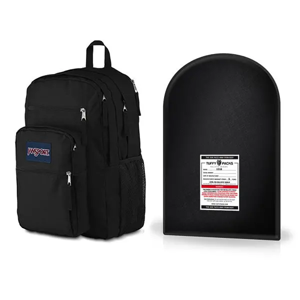 Tuffypacks Jansport Student Backpack + Level Iiia Bulletproof Armor Plate Package 1