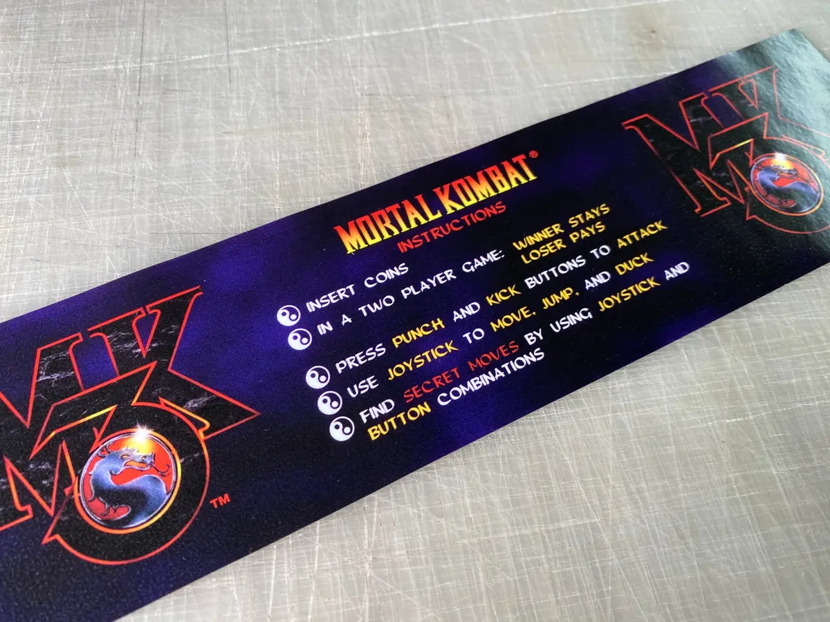 Mortal Kombat 3 Instruction Bezel Decal 1