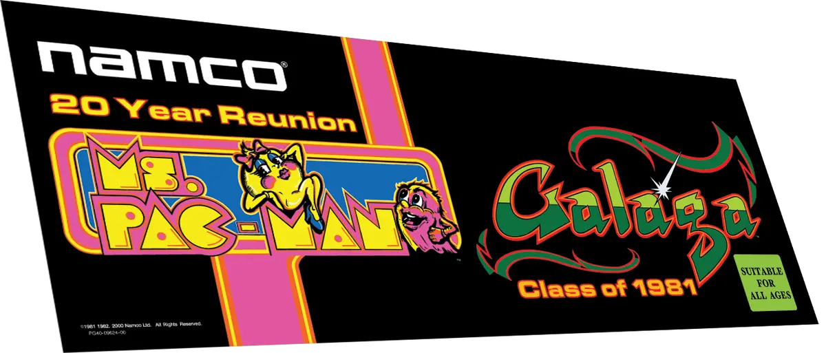 Ms Pacman Galaga Anniversary Marquee  (Full Size Cabinet) 1