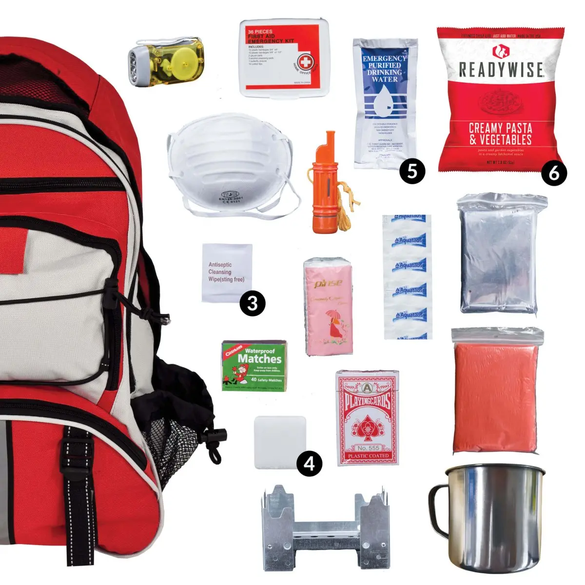Readywise 64 Piece Survival Back Pack (Red) 1