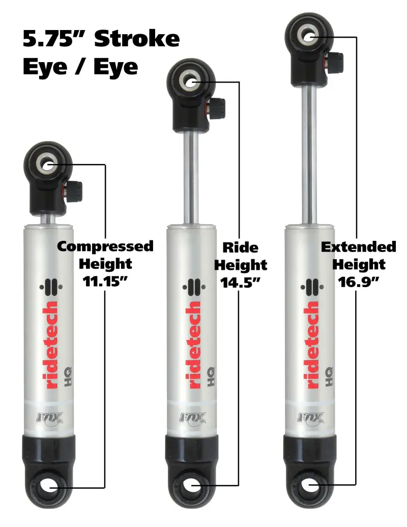 Ridetech Hq Series Single-Adjustable Coilover Shock – 5.75-Inch Stroke, Eye-To-Eye Mounting 1