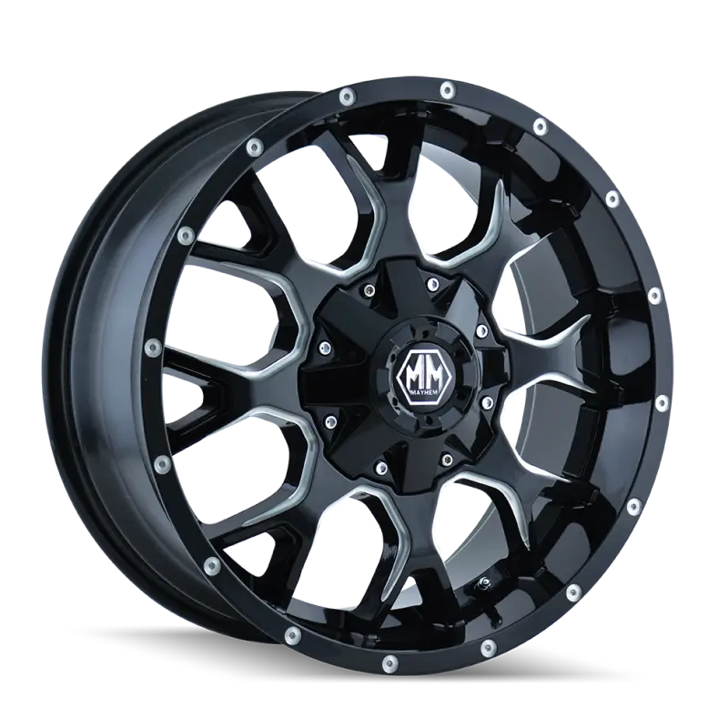 Mayhem 8015 Warrior 17X9 / 8X180 Bp / 18Mm Offset / 124.1Mm Hub Black W/ Milled Spokes Wheel 1