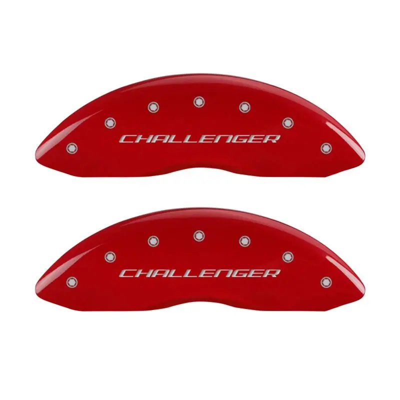 Mgp 4 Caliper Covers Engraved Front & Rear Block/Challenger Red Finish Silver Ch 1