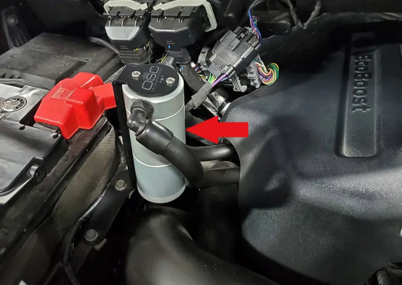 J&L Oil Separator Extension Canister – Clear 3.0" Tube For 2011–2019 Ford F-150 (2.7L/3.5L/5.0L), Passenger Side 1
