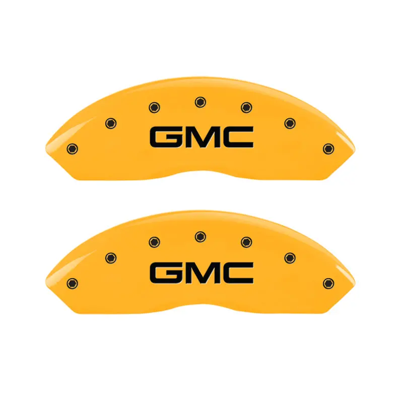 Mgp Engraved Caliper Covers – Front & Rear, Gmc Yellow Finish With Black Charcoal Trim For 2019 Gmc Acadia 1