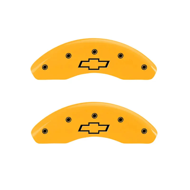 Mgp 4 Caliper Covers Engraved Front & Rear Bowtie Yellow Finish Black Ch 1