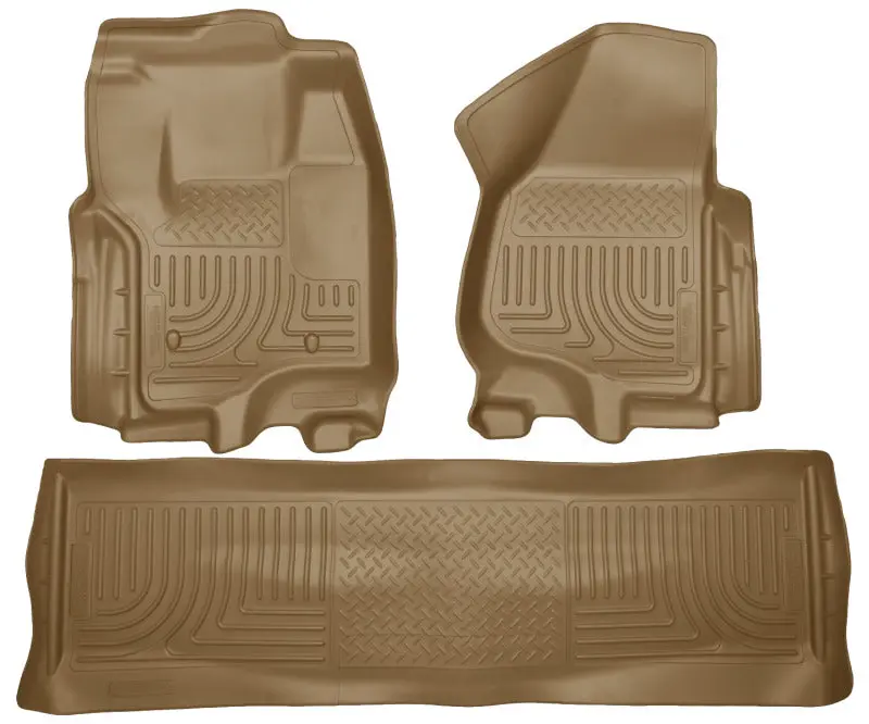 Husky Liners Weatherbeater Floor Liner Combo – Tan, For 2012.5 Ford Super Duty Crew Cab (Excludes Manual Transmission Models) 1