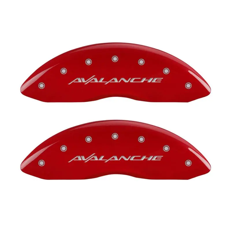Mgp Engraved 4-Piston Caliper Covers – Front And Rear, Avalanche Red Finish With Silver Accent 1