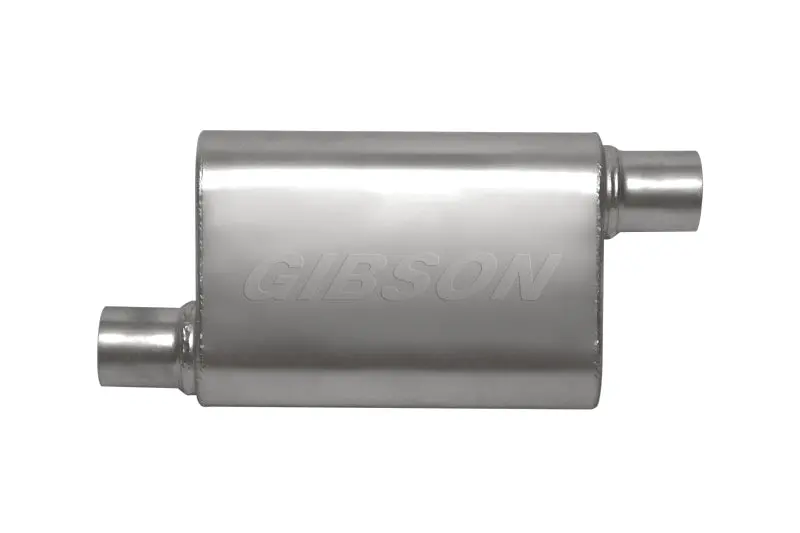 Gibson Cft Superflow Stainless Steel Offset Oval Muffler – 4″×9″×18″, 2.5″ Inlet/Outlet 1