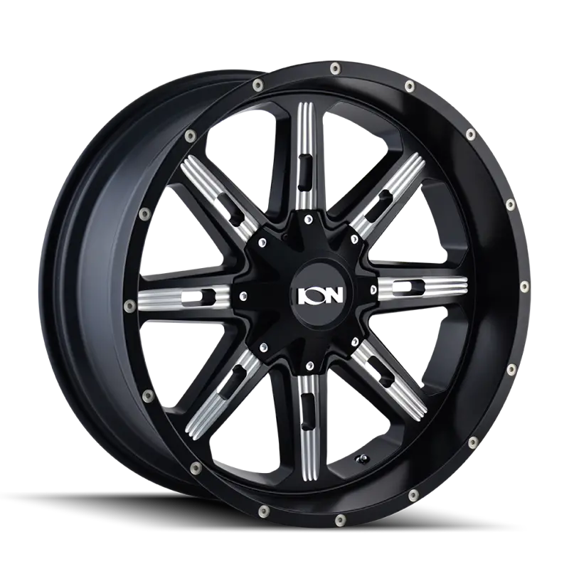 Ion Type 184 Forged Alloy Wheel — 20X10, 8X165.1, -19Mm Offset, 130.8Mm Hub Bore — Satin Black With Milled Spokes 1