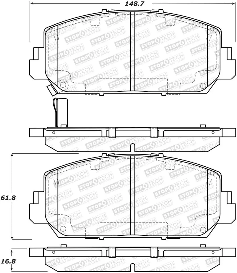Stoptech Street Performance Front Brake Pads For 2013–2018 Acura Rdx 2