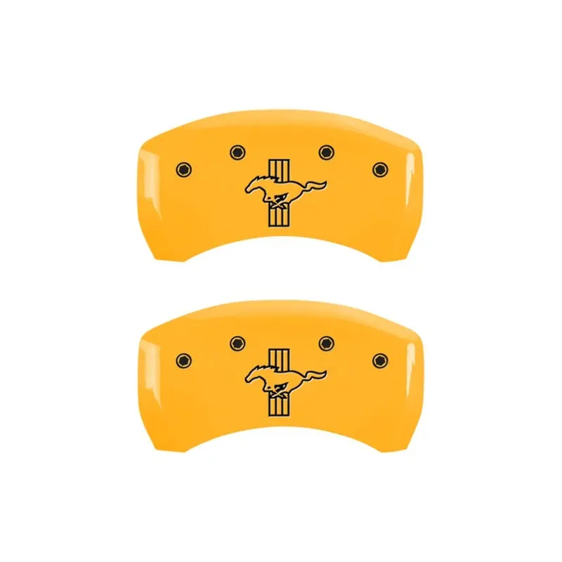 Mgp Engraved Rear Caliper Covers For Ford S197 Mustang – Yellow & Black Finish With Pony/Bar Design 1