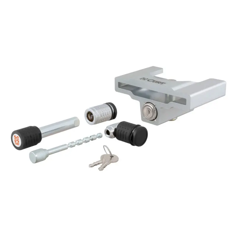 Curt Dual-Purpose Hitch And Coupler Lock Set – Fits 2-Inch Receivers, 1/2-Inch To 2.5-Inch Latch, And 2-/2.5-Inch Lip Sizes 1