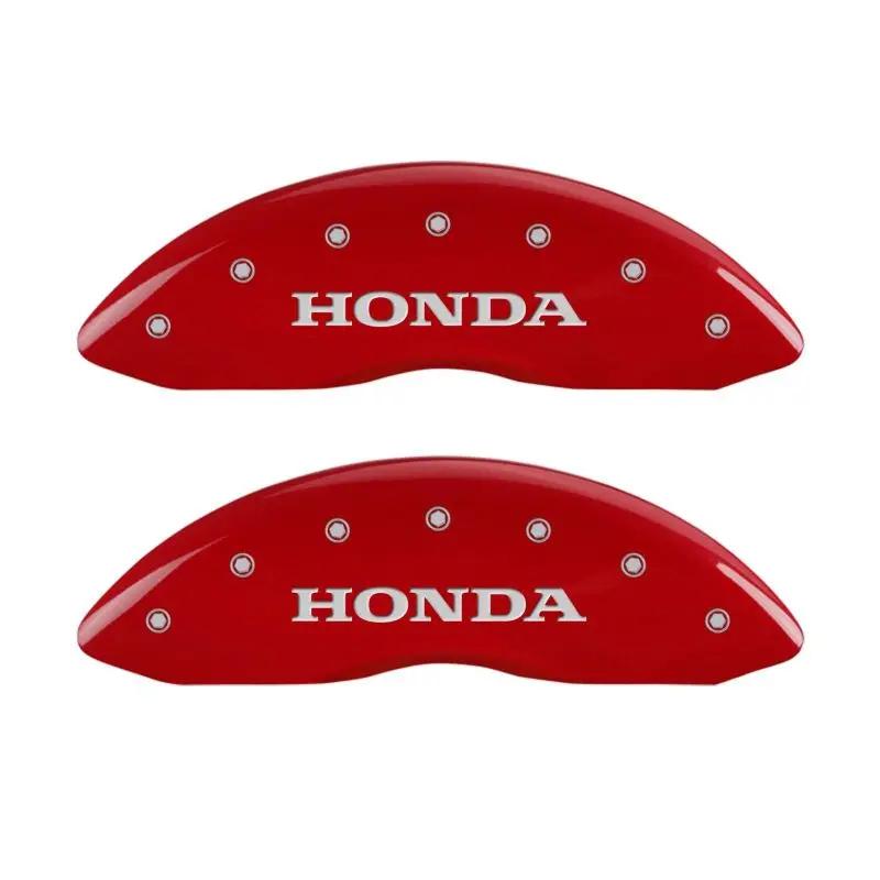 Mgp Engraved Caliper Covers For Honda – Front (H Logo) & Rear (H Logo), Red Finish With Silver Characters 1