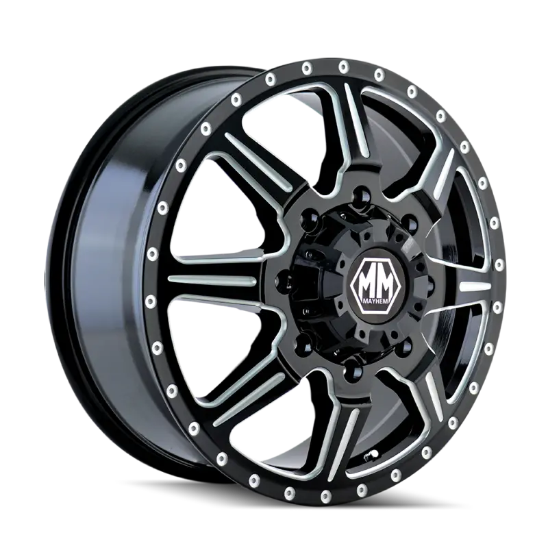 Mayhem Monstir Forged Wheel – 20X8.25, 8X200 Bolt Pattern, +127Mm Offset, 142Mm Hub Bore, Front Fitment, Black W/ Milled Spokes 1