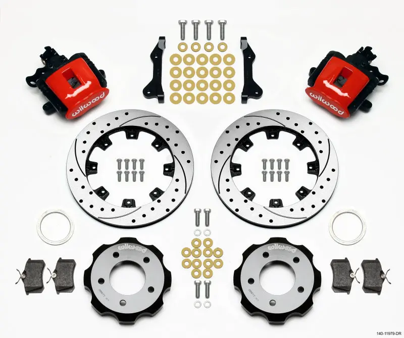 Wilwood Combination Parking Brake Rear Kit For 2006+ Honda Civic And Cr-Z – 12.19" Drilled Rotors, Red Finish 1