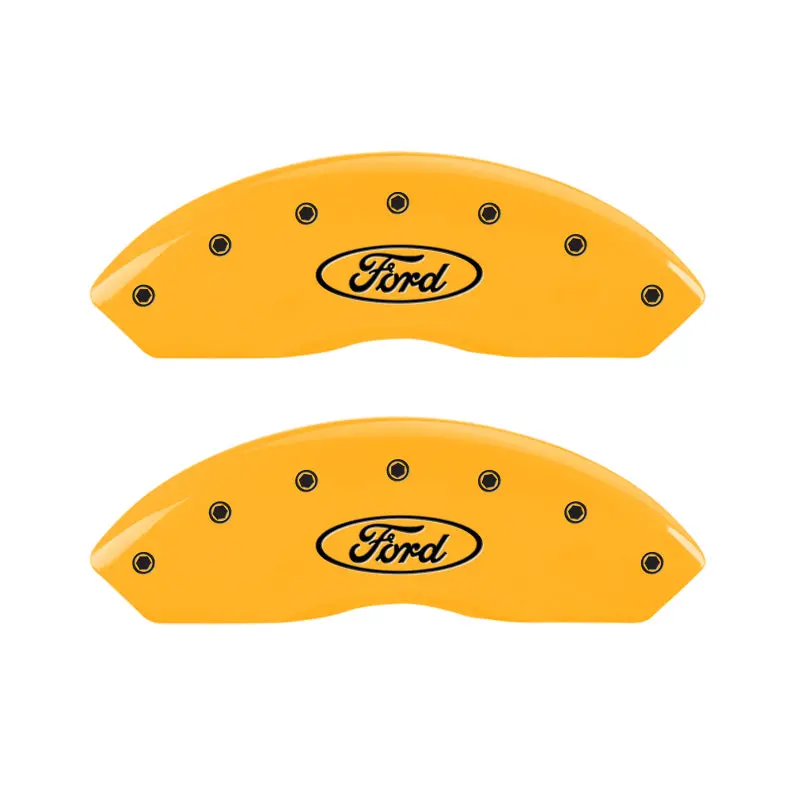 Mgp Engraved Caliper Covers – Front & Rear, Ford Yellow On Matte Black 1