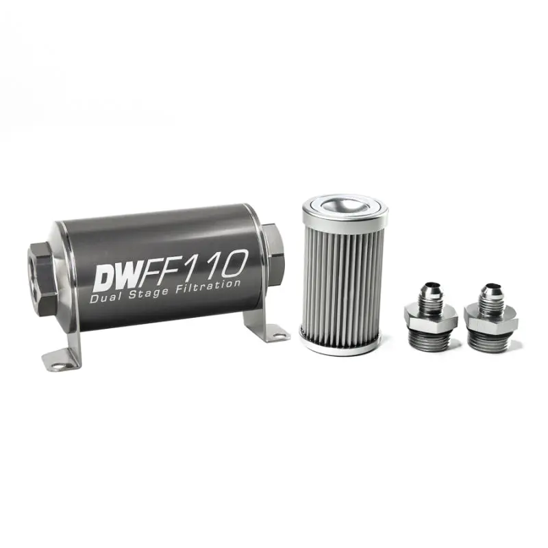 Deatschwerks 6An Stainless Steel Inline Fuel Filter Housing Kit (110Mm, 10-Micron) 1