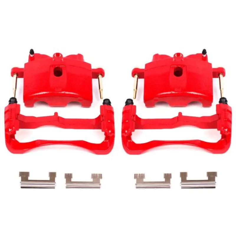 Power Stop Red Caliper Upgrade Kit – Front Axle With Brackets For 2000–2004 Cadillac Deville 1